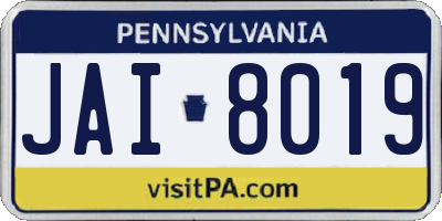 PA license plate JAI8019