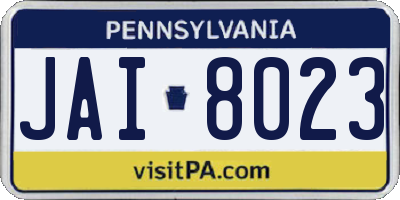 PA license plate JAI8023