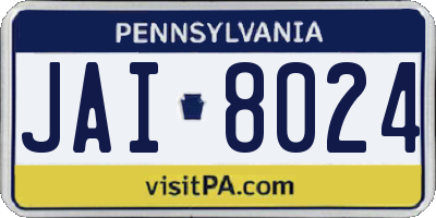 PA license plate JAI8024