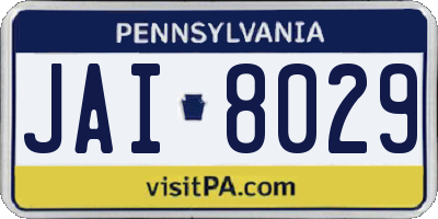 PA license plate JAI8029