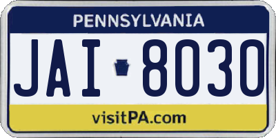 PA license plate JAI8030