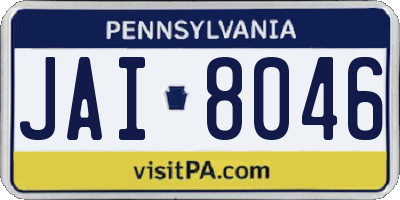 PA license plate JAI8046