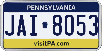 PA license plate JAI8053