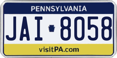 PA license plate JAI8058