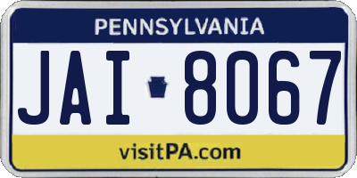 PA license plate JAI8067