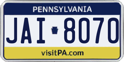 PA license plate JAI8070