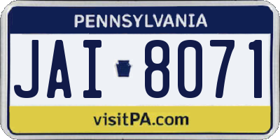 PA license plate JAI8071