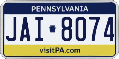 PA license plate JAI8074