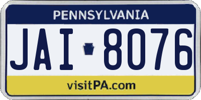PA license plate JAI8076