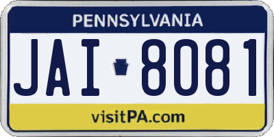 PA license plate JAI8081