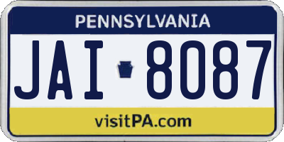PA license plate JAI8087