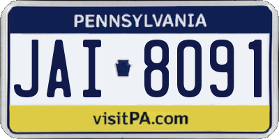 PA license plate JAI8091