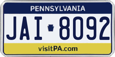 PA license plate JAI8092
