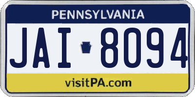 PA license plate JAI8094