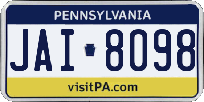 PA license plate JAI8098