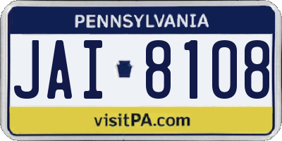 PA license plate JAI8108