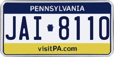 PA license plate JAI8110