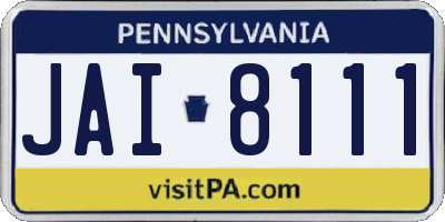 PA license plate JAI8111
