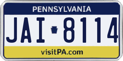 PA license plate JAI8114