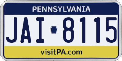 PA license plate JAI8115