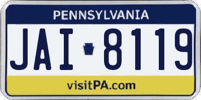 PA license plate JAI8119