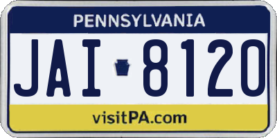 PA license plate JAI8120