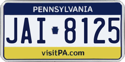 PA license plate JAI8125