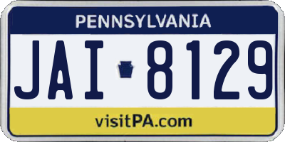 PA license plate JAI8129