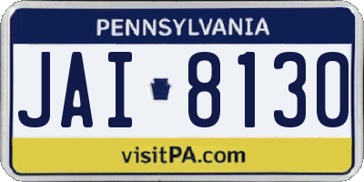 PA license plate JAI8130