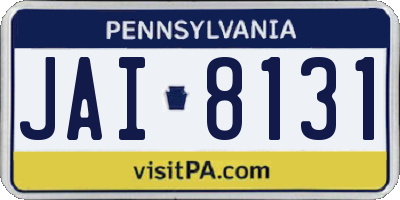 PA license plate JAI8131