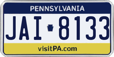 PA license plate JAI8133