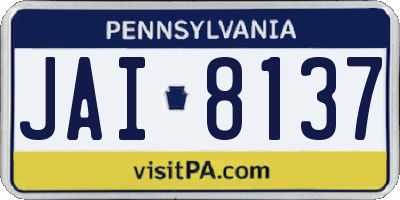 PA license plate JAI8137