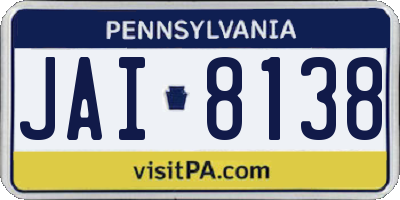 PA license plate JAI8138