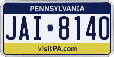 PA license plate JAI8140