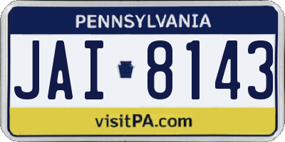 PA license plate JAI8143