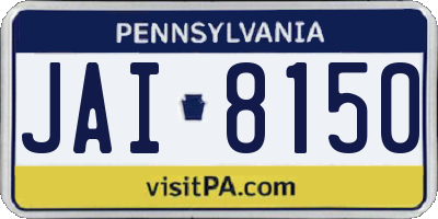 PA license plate JAI8150