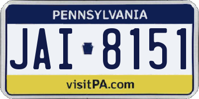 PA license plate JAI8151