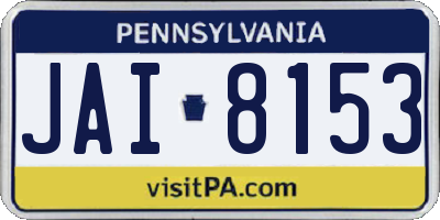 PA license plate JAI8153