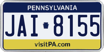 PA license plate JAI8155