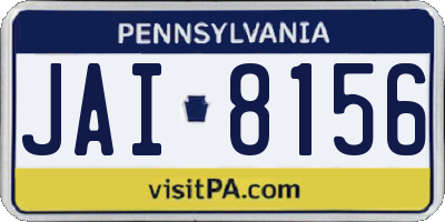 PA license plate JAI8156