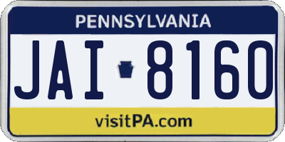PA license plate JAI8160