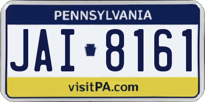PA license plate JAI8161