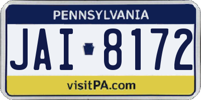 PA license plate JAI8172