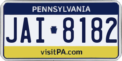 PA license plate JAI8182