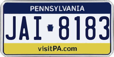 PA license plate JAI8183