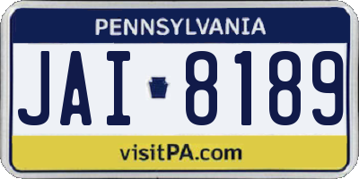 PA license plate JAI8189