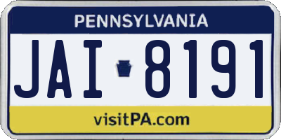 PA license plate JAI8191