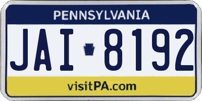 PA license plate JAI8192