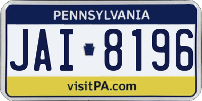 PA license plate JAI8196