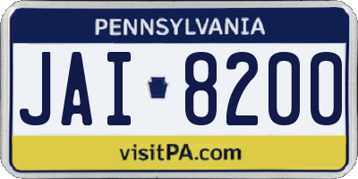 PA license plate JAI8200